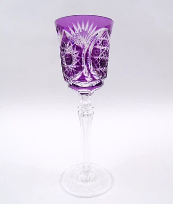 Überfangglas Stängelglas Kelchglas violetter Überfang Handschliffdekor H 21,2 cm - Bild 1 von 4