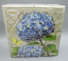BOSTON INTERNATIONAL~40 Ct BLUE HEIRLOOM FLOWERS Paper Luncheon Napkins