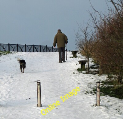 Photo 6x4 Walking the Dog Barton-Upon-Humber Dog walker on a very icy foo c2013