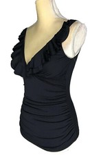 Ralph Lauren Women  s Tankini Swimsuit Top Size 4 Padded Slimming Black New 98