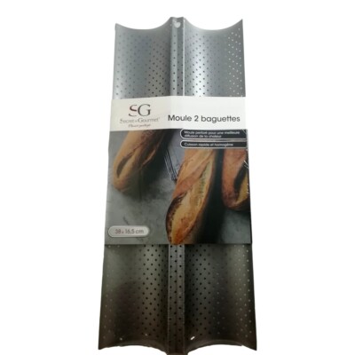 2 Stabformen 38 x 16 cm gelocht und antihaftbeschichtet zum Backen von 2 Broten