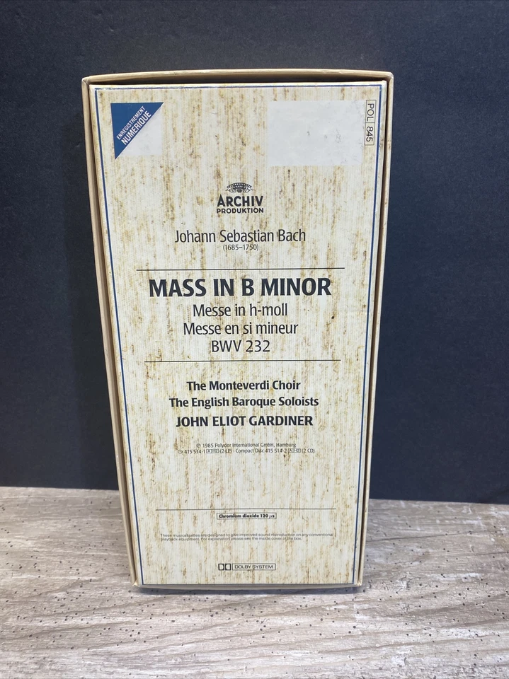 BACH Mass in B Minor Monteverdi Gardiner CASSETTE Box 1985 Archiv/Polydor SEALED - Image 2 of 3