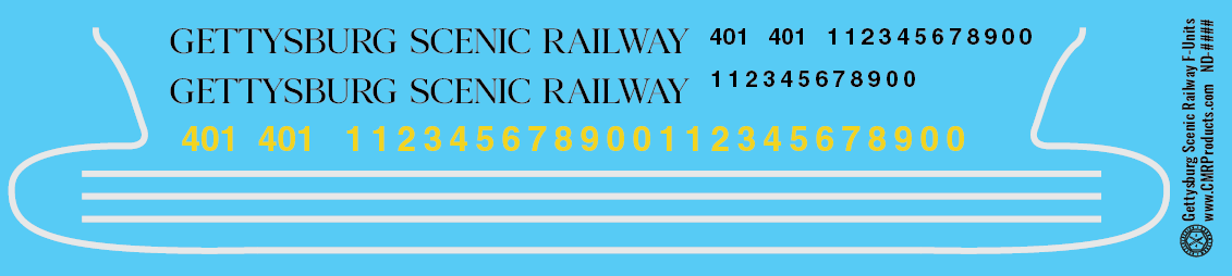 HO Scale - Gettysburg Scenic Railway F Unit Decals