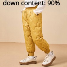 Boys Girls Outdoor Padded Pants Quilted Down Harem Trousers Thermal Thick Winter