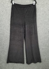Show Me Your Mumu Pants Womens Large Studded Velvet Wide Leg High Rise Black 