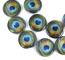 18mm Peacock Mother Of Pearl Disc Coin MOP Beads 14"