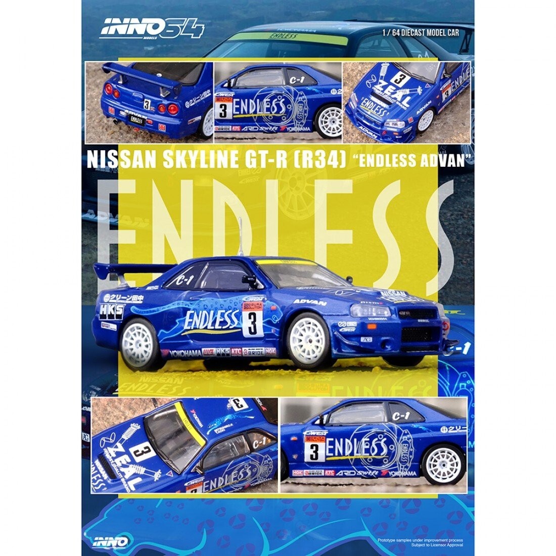INNO64 Nissan Skyline GT-R R34 3 ENDLESS ADVAN Super Taikyu Series