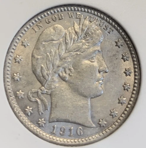 1916 BARBER QUARTER - ANACS AU DETAILS (OLD HOLDER)
