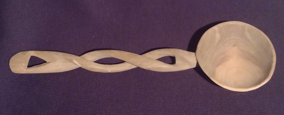 Vintage Hand Carved Wooden Twisted  Spoon  Large  Salad Server