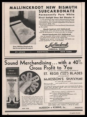 1933 McKesson & Robbins New York Shavami Shaving Cream St. Regis Blades Print Ad