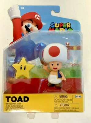 NEW Jakks 40826 World of Nintendo Mario 4-Inch TOAD WITH SUPER