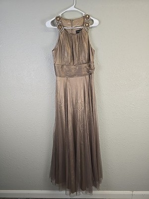 sachin and babi light blue dress Cachet Stunning Bronze Gold Elegant Tulle Jeweled Formal BallGown SZ 10
