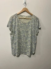 Women’s H&M Cream & Blue Floral Top - Size Large