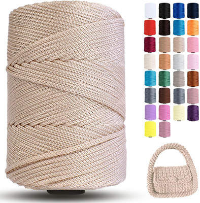 Polyester Macrame Cord 3mm x 251 Yards Braided Crochet Yarn for Wall Hangings