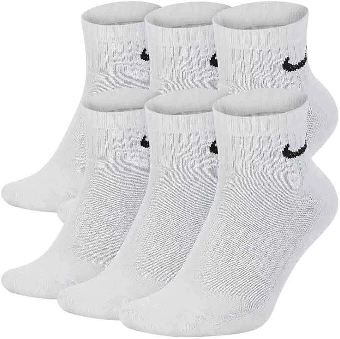 Nike Everyday COTTON Ankle Socks 6-Pairs, Size L Large White SX7669 100 NWT