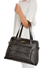 JUJUBE Wherever Weekender Bag Faux Pebbled Leather Noir Rose Gold READ 