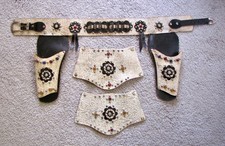 Vintage 1950s Leather Cap Gun Toy Holster With Matching Leather Cowboy Cuffs