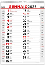 Calendario 2026 Da Muro Olandese Classico - 14 Fogli - 3 Mesi per Pagina Con Fes