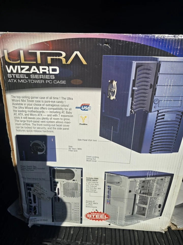 Vintage Ultra Wizard ATX Mid Tower PC Case Steel Series New In Open Box RARE! - Image 3 of 4