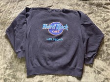 Vintage Hard Rock Cafe Sweatshirt Mens Large Blue Las Vegas Crewneck Fleece 90s