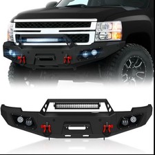 11-14 Chevy Silverado 2500 3500 Hd Front Bumper W Winch Plate Sensor Holes