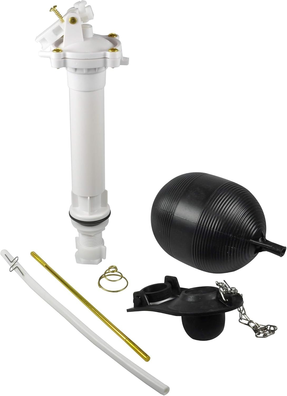 Complete Toilet Repair Kit, Fill Valve, Flapper, Rod, Float Replacement , Whi...