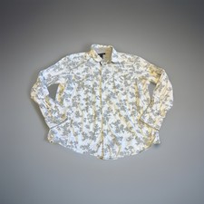 INC International Concepts Shirt men’s  XL White Gray Floral Snaps Front Casual