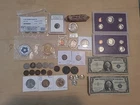 Coin & Note Lot Morgan Dollar ,Barber Half , 1909vdb, .999 Silver Bars, Ect