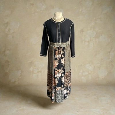 Vintage Y2K Boho Carole Little Knit Challis Maxi Dress WhimsyGoth Patchwork  Sz 6 | eBay