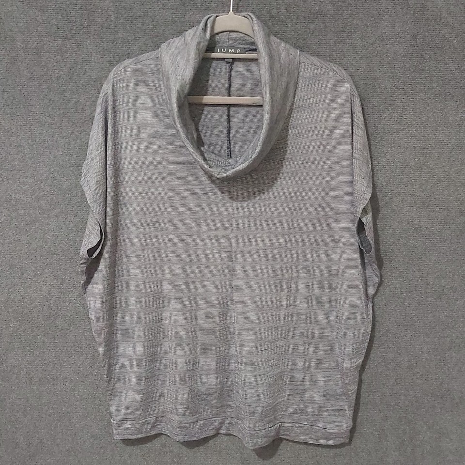 Jump Size XL T-Shirt Black White Stripe Cowl Neck