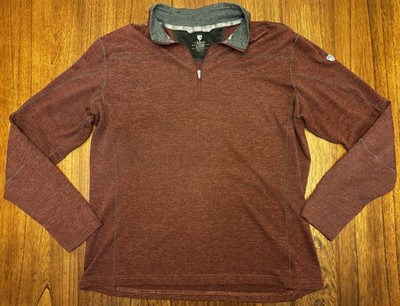 Kuhl Thor Thermo Kore Wool Blend 1/4 Zip Pullover Sweater Jacket Maroon Mens XL