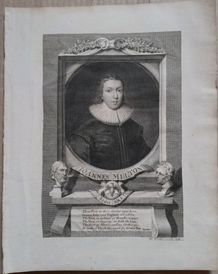 GEORGE VERTUE ''JOHN MILTON, 21 JAHRE ALT'' GRAVUR. 1747
