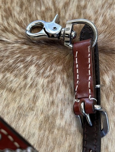 Blue Beaded Western Leather WITHER STRAP with Bling For Breast Collar Horse Tack - Picture 5 of 6