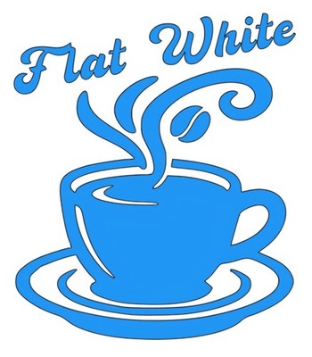 Flache weiße Kaffeetasse Aufkleber Sticker 2 Stück Wählen Sie Ihre Größe und Farbe