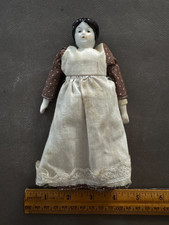 HAND PAINTED PORCELAIN HEAD BISQUE HANDS/FEET CLOTH BODY GERMAN STYLE DOLL 7"