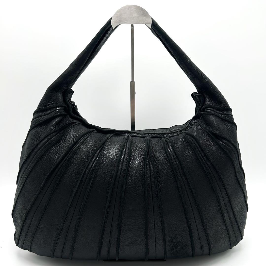 Bottega Veneta Rare Gathered Leather Hobo Shoulder Bag Black Auth Luxury Minimal thumbnail 3