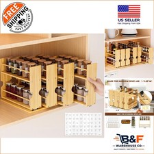 Bamboo Pull-Out Spice Rack with 4 Drawers  Space-Saving Cabinet Organizer