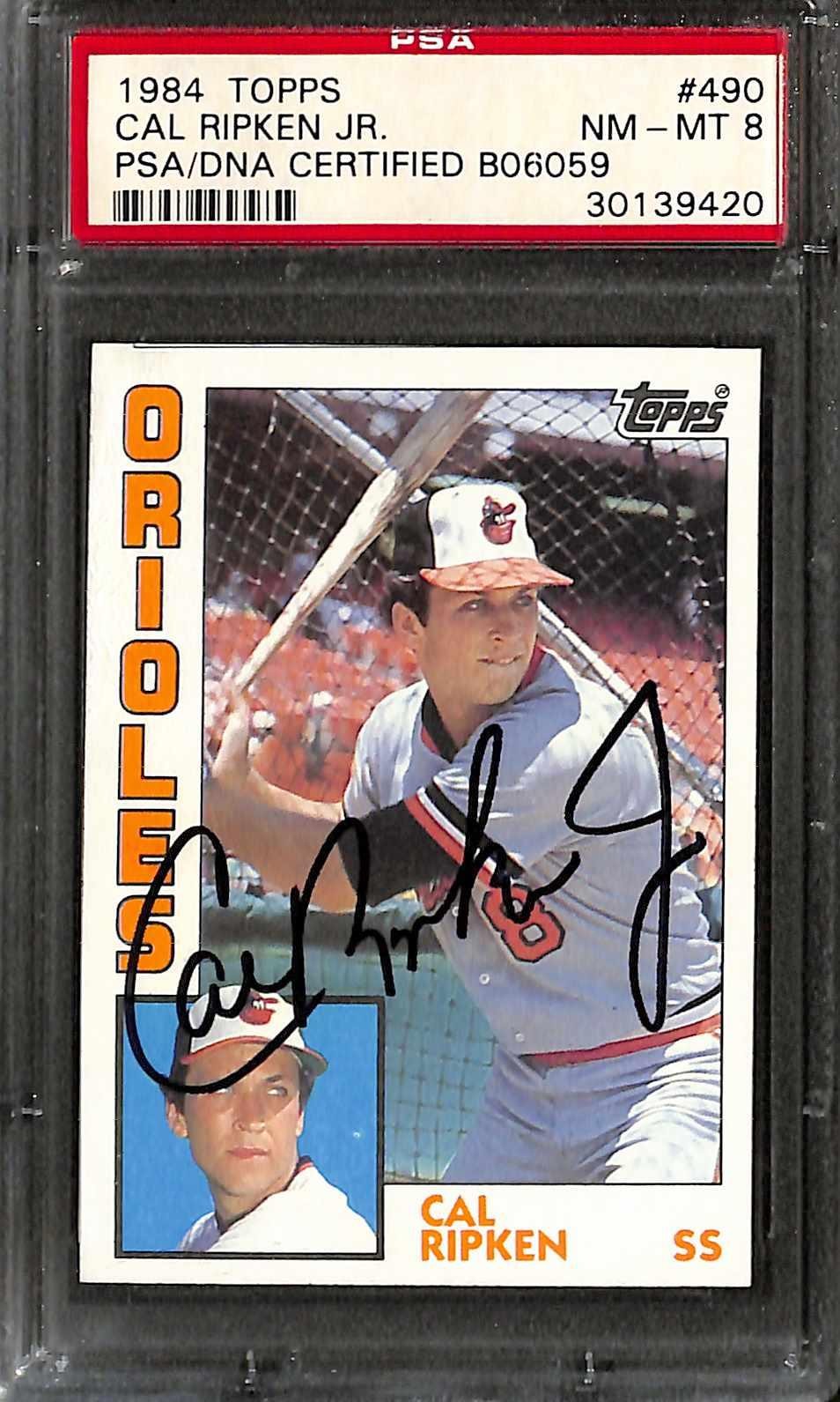 Cal Ripken Jr. Vintage Signed 1984 Topps Orioles Card PSA/DNA NM-MT 8
