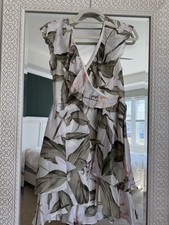 Express White Green Pink Floral V-Neck Ruffle Sleeve Short Sundress Size S