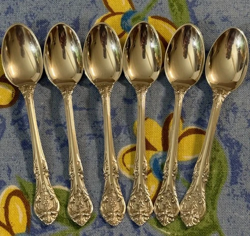 Vintage Gorham King Edward Sterling Demitasse Spoons, Set of 6
