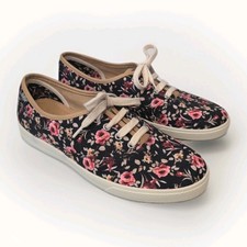 Image of NEW Hotter Mabel Women's UK 5 Standard Fit Floral Print Canvas Lace-Up Trainers