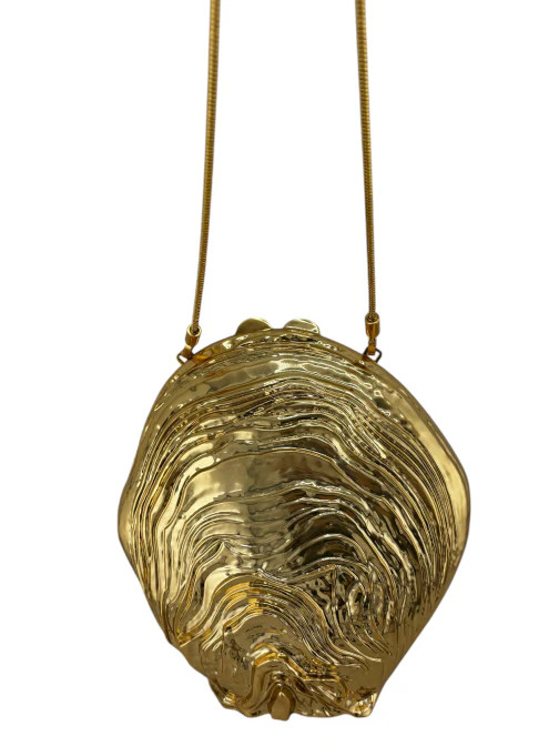 "SIMKHAI \"Cove\" Shell Clutch in Gold"