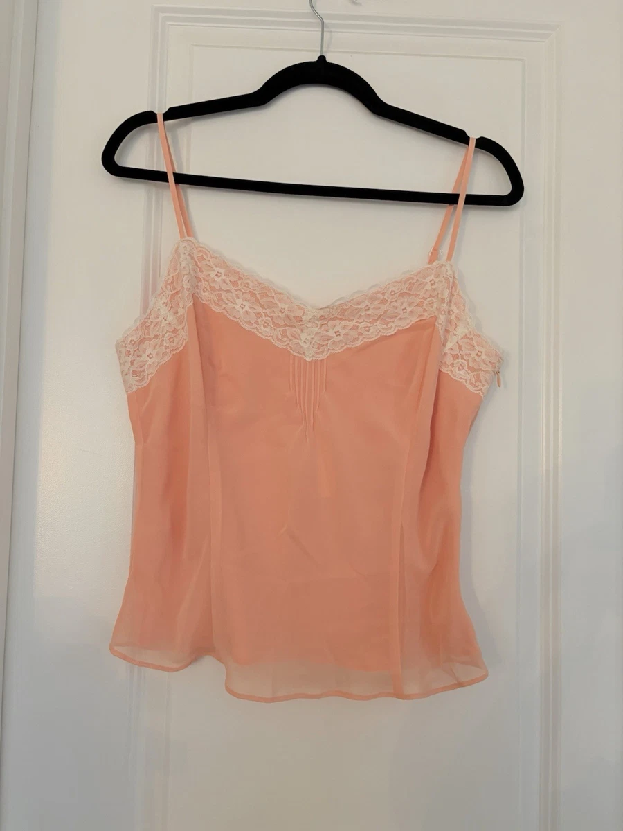 Cami Soie Ann Taylor Femme Taille 10 - Rose Avec Dentelle - Neuf Sans étiquette