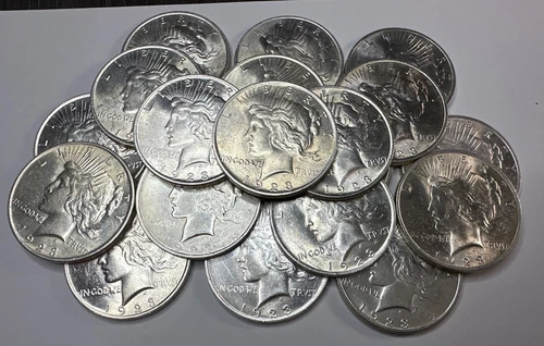 (20) 1923 Peace Dollars SILVER CH/BU/GEM Luster, Full Roll Collector Lot