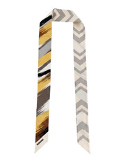 Missoni Yellow Grey Silk Reversible Chevron Ribbon Scarf