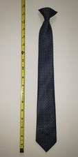 Pre-Owned Boys Youth Clip-On Tie Navy Blue Light Blue & White 17.5" Excellent
