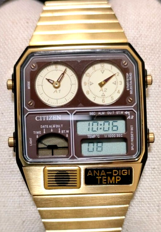 CITIZEN JG2103-72X ANA-DIGI TEMP Gold Men's Watch Authentic