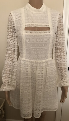 Bcbgeneration White Lace, Long Sleeve Dress, Size 6, NWOT | eBay