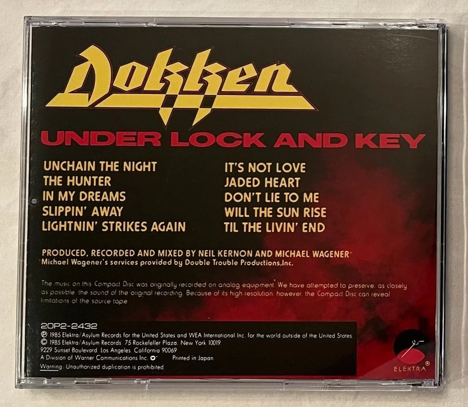 Dokken - Under Lock And Key (Rare Japan CD w/OBI) 20P2-2432 WEA Music Japan - Image 2 of 4