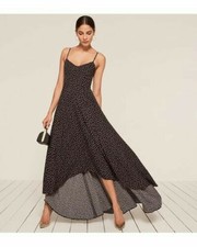 Reformation Sorrento Dress in Selene Black & White Polka Dots 0